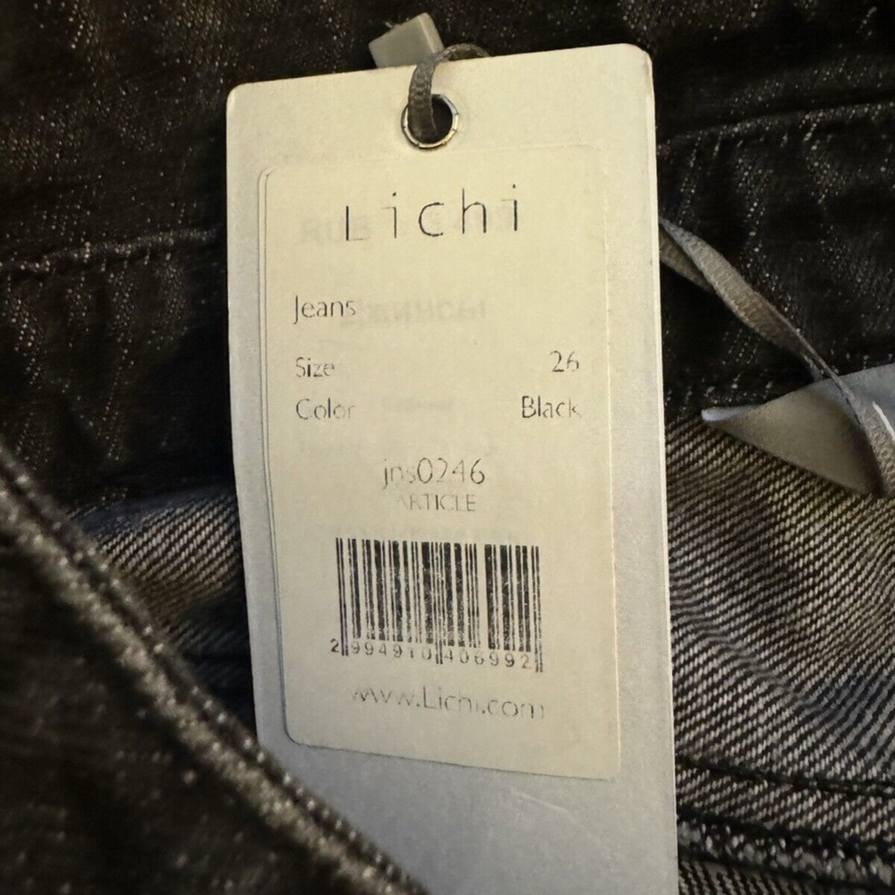 Lichi Nwt Size 26 Solid Black High-Rise Straight Leg Jeans W/28" Inseam — image 3 of 5